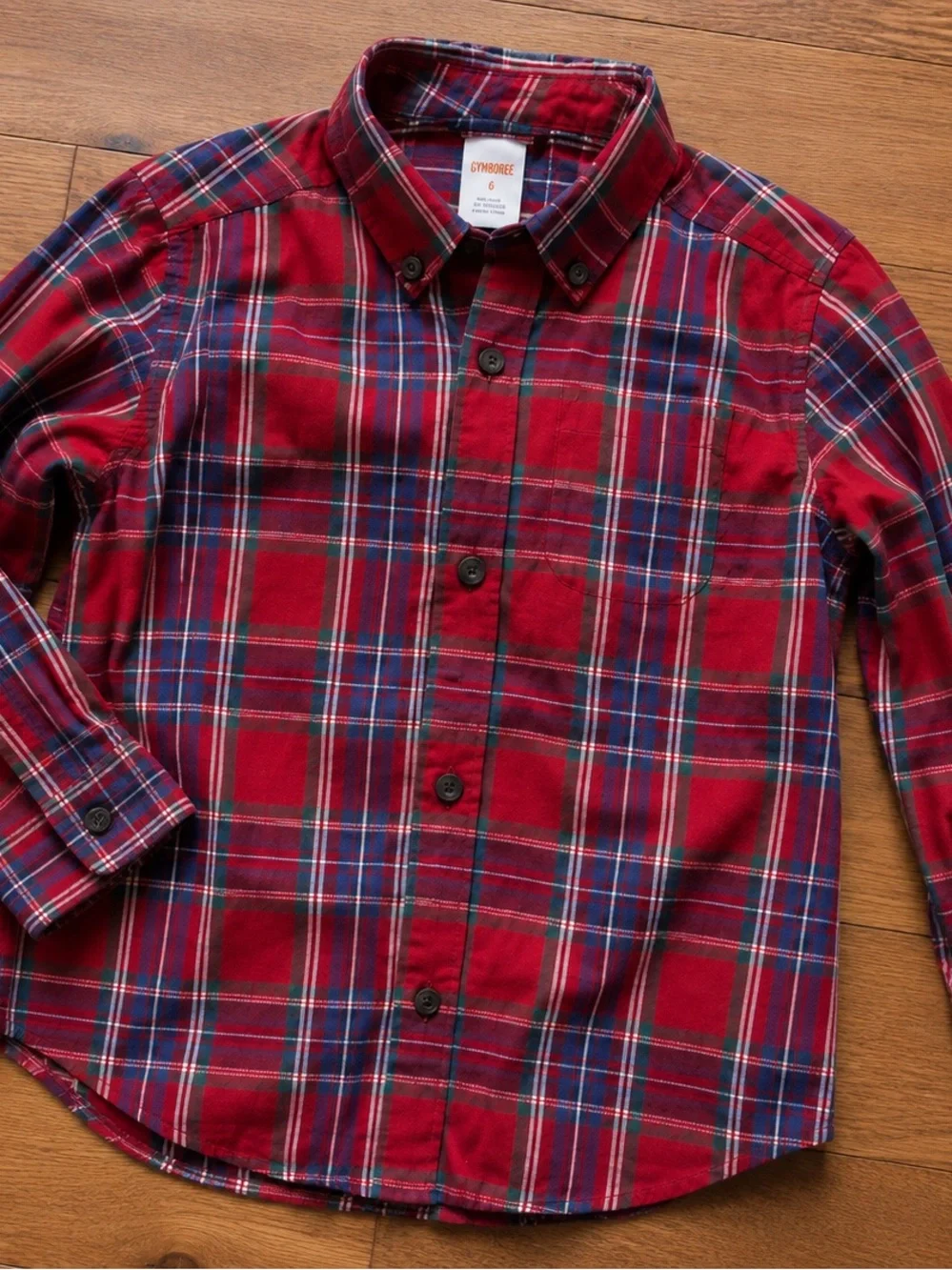 Boys Red Plaid Button-Up Shirt - Classic Long Sleeve